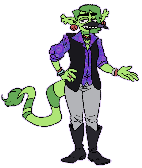 An alien gryphon posing in vintage 60's clothes